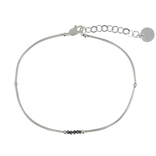 LES POULETTES BIJOUX - Schwarze Farbe Diamanten und 925 Silber Armband
