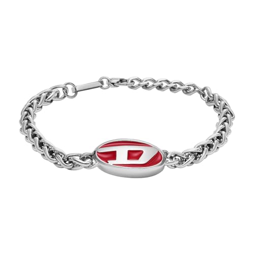 Diesel Herren-Gliederarmband Edelstahl Emaille rot, DX1445040