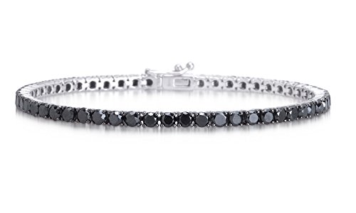Gold Gala Tennis Armband 925 Sterling Silber mit Schwarze Zirkonia (18)