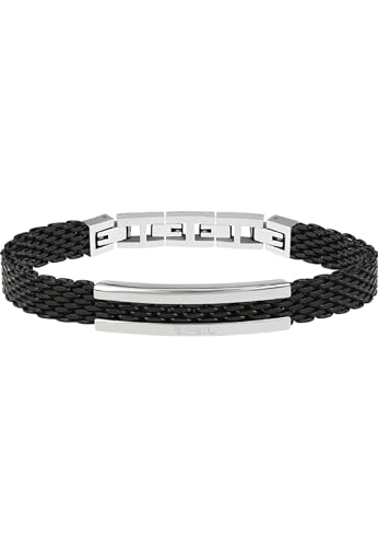 Breil Armband SNAP für Herren aus Edelstahl in der Farbe Silber/Schwarz, mit Schnappverschluss, Länge: 21 cm, TJ2742