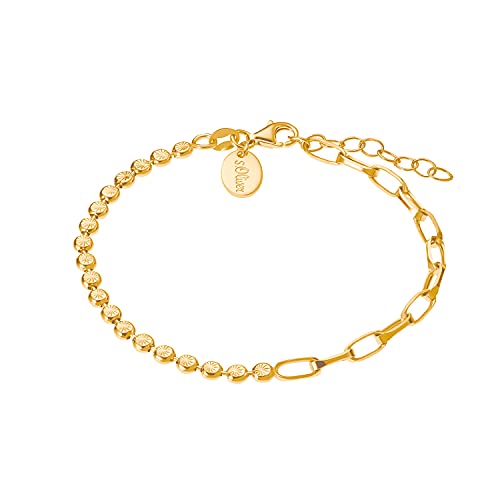 s.Oliver Armband 925 Sterling Silber Damen Armband, 17+3 cm, Gold, Kommt in Schmuck Geschenk Box, 2032904