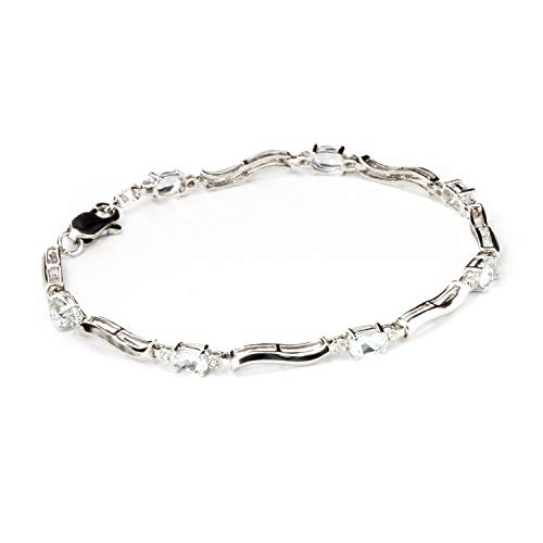 Tennisarmband 14 Karat Weißgold 2,01 Karat Diamant Aquamarin, Aquamarin Diamant,
