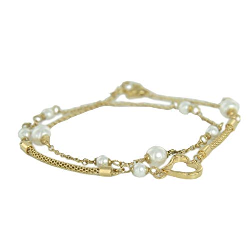 Skagen Damen Armband Double Wrap gold Perlen JBSG035