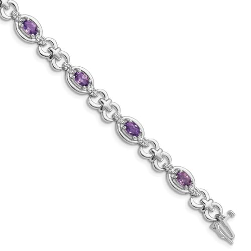 Armband Sterling-Silber 925 rhodiniert Diamant Amethyst