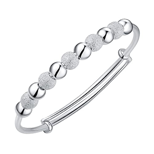 20 Mm Silikonarmband 1 STÜCK Silber Perlen Armband Silber Länge Einstellbar Armband Schmuck Charm Armband Drehen Glück Armband Geburtstag Überraschungsgeschenk Schmuck Aus Seeglas (C, One Size)