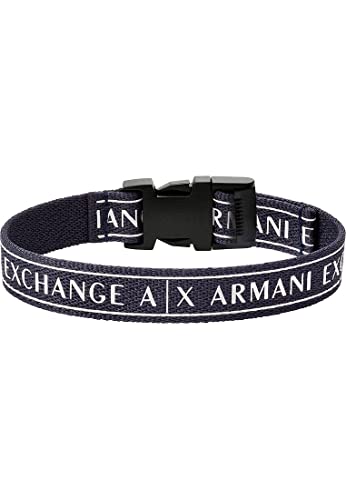 Armani Exchange Herren-Stoffarmband mit Logo, Innenlänge: 160-230mm / Schließe: 24x20x7mm, mit Box und Zungenverschluss