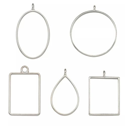 25 Stück Platin-Mischlegierung, Hohle, offene Rückseite, große Anhänger, Rahmen, Metall – Standard