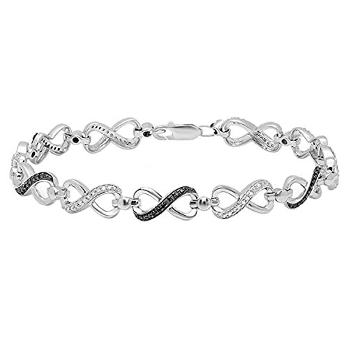 0,40 Karat (ctw) Sterling Silber Diamant weiß schwarz rund & Damen Infinity Tennis Link Armband