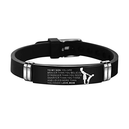 TianWlio Son & Mom Armband und Armband Inspirierendes Silikon von Bracelets Steel Dad Bracelets Armband Perlen Buchstaben (D, One Size)
