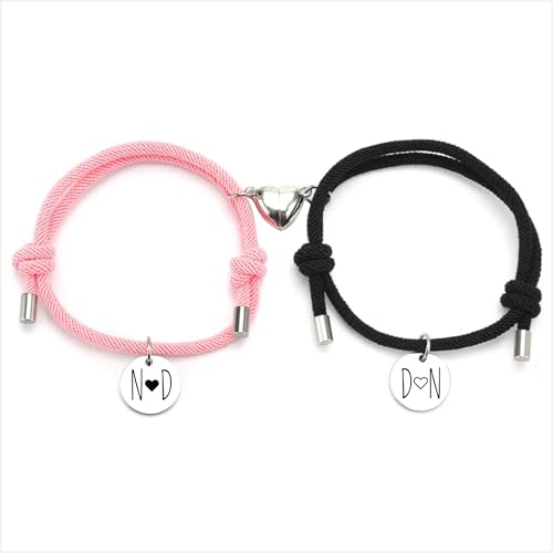 Lumari Gold Magnetische Partner-Armbänder für Paare & Freunde, Edelstahl, Verstellbar 14-24 cm, Hypoallergen, Ohne Verschluss, Geschenk für Männer & Frauen, Langlebig, Farbecht, Schwarze