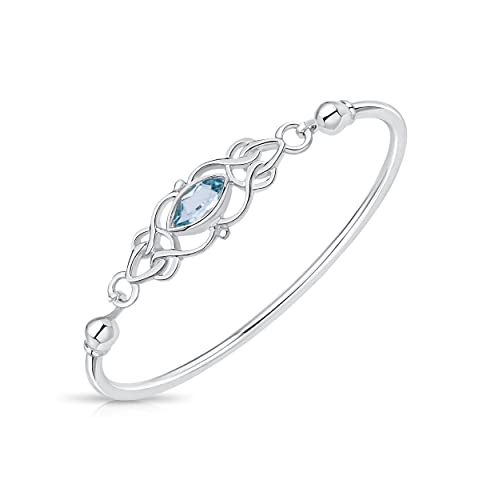DTPsilver -Damen Armreif/Armbänder 925 Sterling Silber - Keltische Dreifaltigkeitsknoten - keltischen Kollektion - Blautopas