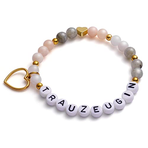LParkin Trauzeugin Armband Brautjungfer Geschenk von der Braut Handmade Edelstein Perlen Stretch Armbänder