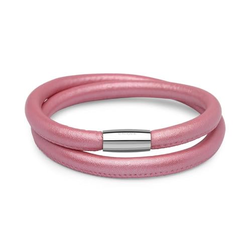 Unique Sports Zweireihig gewickeltes Lederarmband für Charms pink