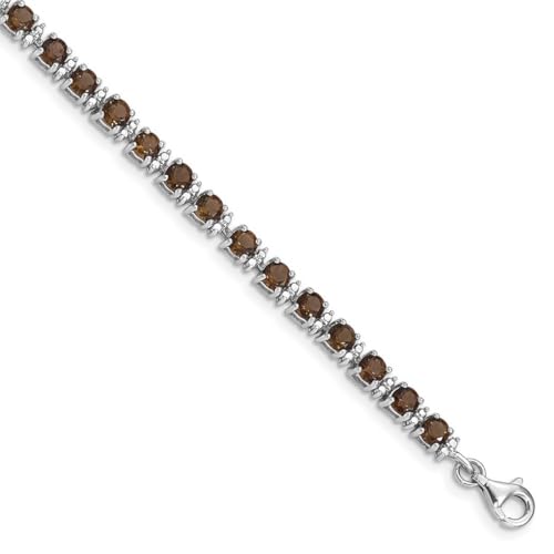 Sterling Silber Smokey Quarz und Diamant Armband