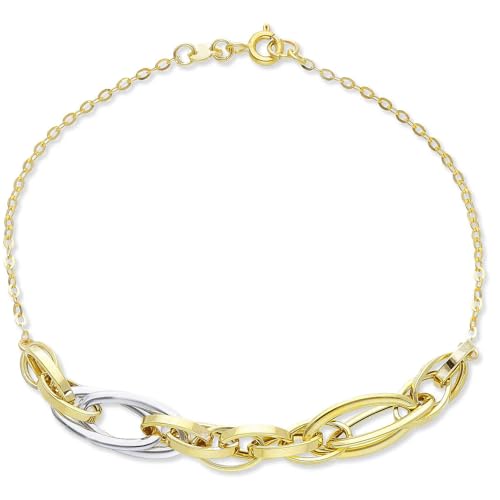 GioiaPura Damen-Armband Kollektion Gold 375. Armband aus 9 Karat Gelb- und Weißgold. Gewicht: ca. 2,2 g. Verschluss: Karabinerverschluss. Artikelnummer: GP9-S213411, Gold