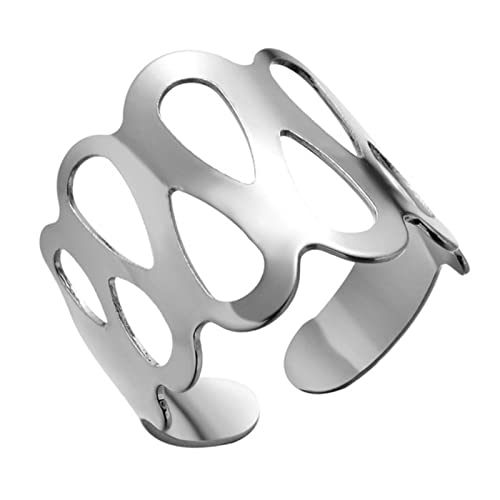 WEITING Fashion Gold Farbe Silber Farbe Öffnungsring für Damen Herren Lagre Breiter Ring Hip Hop Punk Fingerringe Einfacher Boho Schmuck Größenverstellbar 14I3AJ020