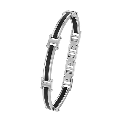 s.Oliver Armband Edelstahl Herren Armschmuck, 18,5+1,5+1,5 cm, Silber, Kommt in Schmuck Geschenk Box, 2035798
