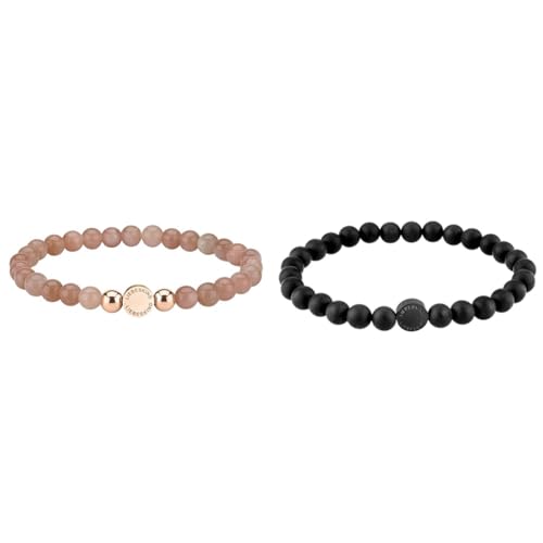 Liebeskind -Bead Charms Edelstahl Opal LJ-0151-B-17 & Beads 6mm mit Logotag in Edelstahl, Schwarz, 17 cm