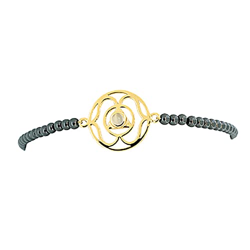Viva Diva Armband Chakra, Silber vergoldet, Mondstein, Hämatit-Kette 16cm + 2cm Verlängerung