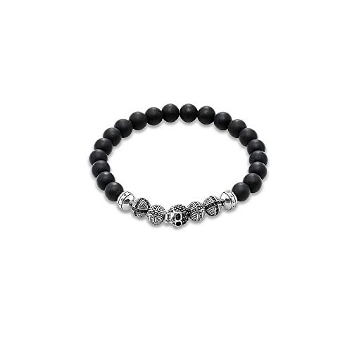 Thomas Sabo Herren Armband Totenkopf Obsidian schwarz Rebel at Heart 925 Sterling Silber A1099-159-11