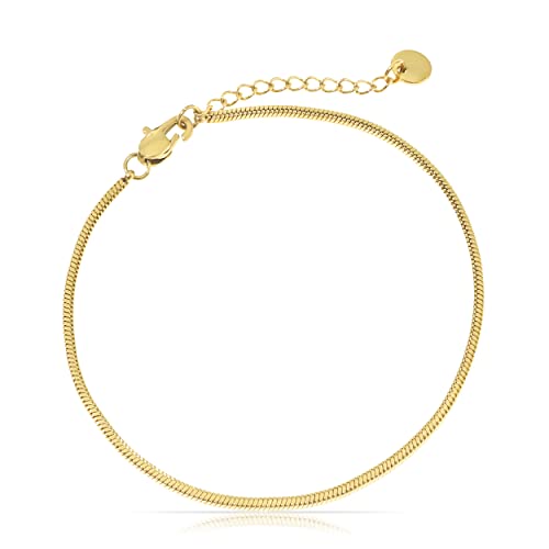 Made by Nami Herren Armband aus Edelstahl Silber/Gold • Minimalistisches Armband Herren • Armbänder für Herren • Silberarmband Männer • Filigrane Cuban Link Chain Armkette (Schlangen Design Gold)