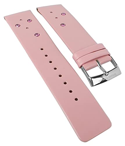 Bruno Banani Uhrenarmband 23mm aus Leder in rosa mit Ziersteinen RO4 109 309