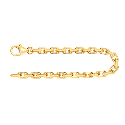 EDELIND Armband Damen Herren 585 Gold 3.8 mm, Bracelet Ankerkette diamantiert 14K Gelbgold, Armkette mit Karabinerverschluss, Länge 21 cm, Goldarmband mit Schmuck Geschenk Box Made in Germany