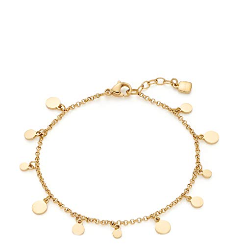 JEWELS BY LEONARDO Armband Ciao Rica • Arm-Kette aus goldfarbenem Edelstahl • zartes Erbs-Kettchen mit verschieden großen Plättchen-Anhängern • 17-19 cm Länge • Schmuck Geschenk für Frauen • 018785
