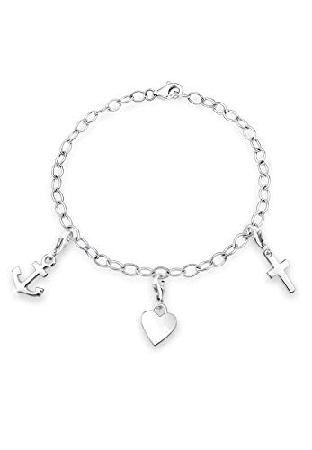 Elli Armband Damen Anker Kreuz Herz Anhänger Symbol in 925 Sterling Silber