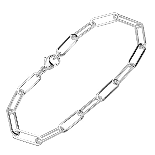 NKlaus Armband 925 Sterling Silber 20cm Langankerkette Herren Armbandkette diamantiert 12334