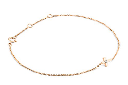 Miore Armband - Armreif Damen Kette Rosé 9 Karat/375 Gold mit Kreuz Diamant Brilliant 19 cm