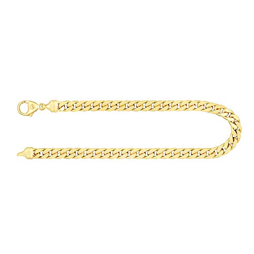 EDELIND Echtgold Armband Herren 585 Gelbgold Länge 19cm 4.8mm Bracelet Armkette Panzerkette 4-seitig diamantiert 14K Gold Goldarmband Made in Germany