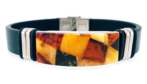 Ambermilana LEDER ARMBAND MIT BERNSTEIN BALTISCHEN BERNSTEIN/HERREN DAMEN UNISEX