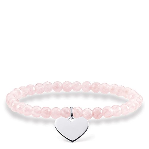 THOMAS SABO Damen-Armband Love Bridge Perlen aus Rosenquarz 925 Silber Quarz rosa 16.5 cm - LBA0115-034-9-L16,5
