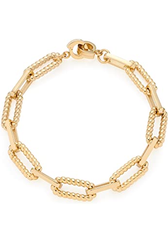 JEWELS BY LEONARDO Armband Clip & Mix Moni • Arm-Kette aus goldfarbenem Edelstahl • massives Gliederarmband • Statement-Armband mit Kordelstruktur • 19 cm Länge • Geschenk Damen Schmuck • 022233