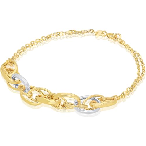 GioiaPura Damen-Armband aus der Kollektion Gold 375. Armband aus 9 Karat Gelb- und Weißgold. Gewicht: ca. 2,6 g. Verschluss: Karabinerverschluss. Artikelnummer: GP9-S202244, Gold