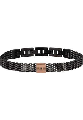 Breil Armband BLACK DIAMOND für Herren aus Edelstahl mit Diamant in der Farbe Schwarz, mit Faltverschluss, Länge: 22 cm, TJ2956