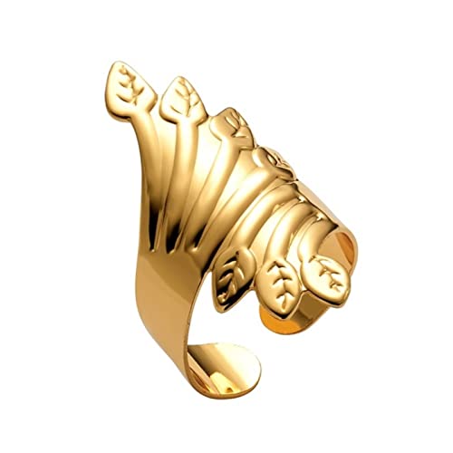 WEITING Fashion Gold Farbe Silber Farbe Öffnungsring für Damen Herren Lagre Breiter Ring Hip Hop Punk Fingerringe Einfacher Boho Schmuck Größenverstellbar 14I3AJ024-1