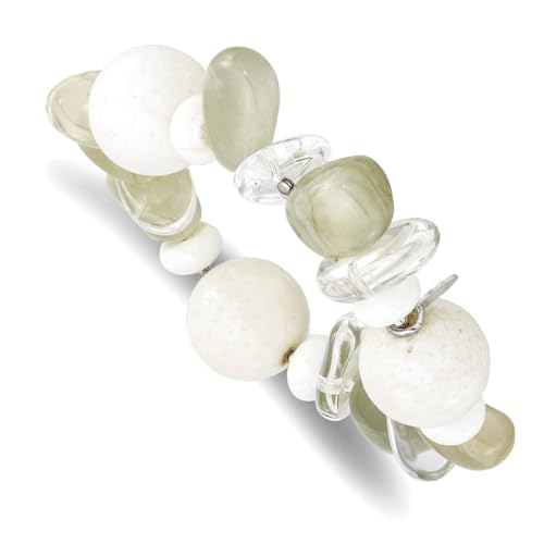 Stretch aus 925er Sterlingsilber mit künstlicher korallengefärbter Jade, himmlischer, Bergquarz, Stretch für Damen, Einheitsgröße, Edelstein Metall Koralle Edelstein Metall