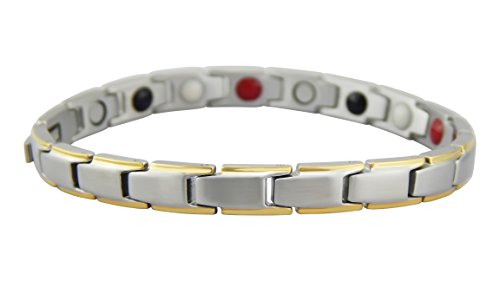 Hanessa Magnet-Arm-band aus Edelstahl Damen Herren-Schmuck in Silber/Gold mit bunten Elementen Geschenk zu Weihnachten für Frau Mann