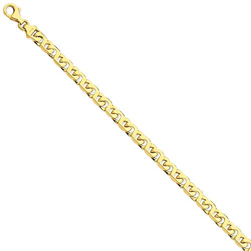 Weißgold 6 mm-poliert Gliederkette Fancy Armband 8 Zoll-Karabiner-JewelryWeb