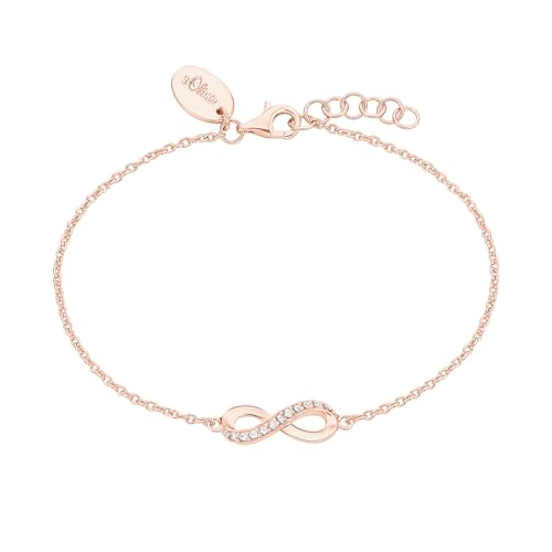 s.Oliver Armband 925 Sterling Silber Damen Armschmuck, mit Zirkonia synth., 17+3 cm, Silber, Infinity, Kommt in Schmuck Geschenk Box, 2012529