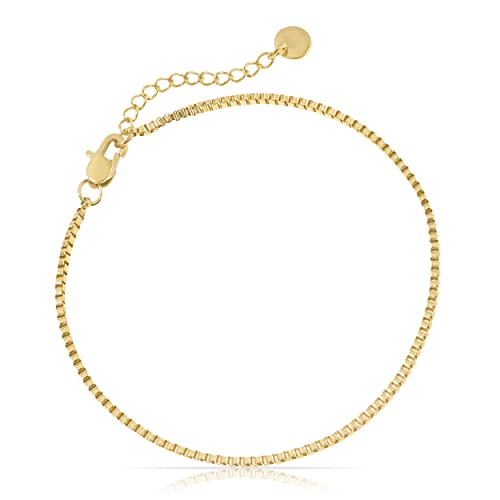 Made by Nami Herren Armband aus Edelstahl Silber/Gold • Minimalistisches Armband Herren • Armbänder für Herren • Silberarmband Männer • Filigrane Cuban Link Chain Armkette (Venetianer Design Gold)