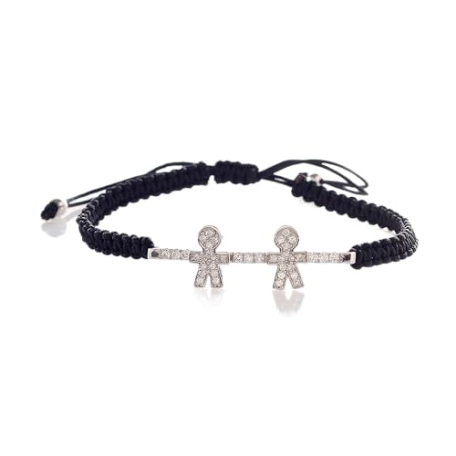 Karisma Damen Armband Silber 925 Stoff Schwarz 2 Junge Zirkonia Steine Weiss