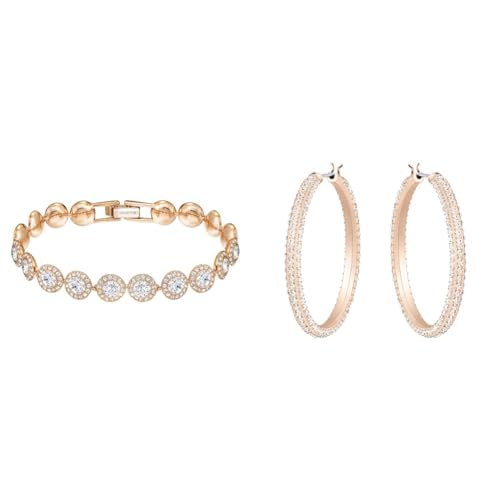 Swarovski Angelic Armband, Rund, Weiss, Roségold-Legierungsschic ht & Stone Kreolen, Rosa, Roségold-Legierungsschic ht