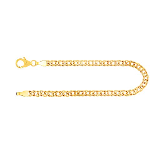 EDELIND Feines Armband Damen Herren Echt Gold 3.9 mm Zwillingspanzerkette aus 585 Gelbgold Goldarmband Länge 18.5 cm mit Geschenk Box Made in Germany