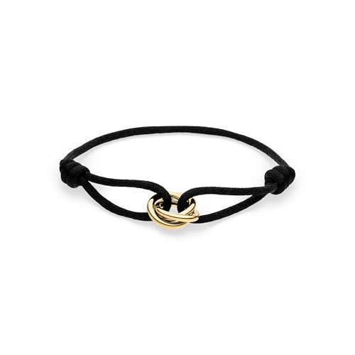 s.Oliver Bracelet - Elegantes Armband aus poliertem Edelstahl - schwarz - Textilband verstellbar bis 24 cm - wasserfest & hautfreundlich