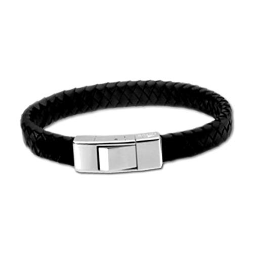 LS Lederarmband geflochten schwarz Lotus Edelstahlschmuck JLS1122-2-1