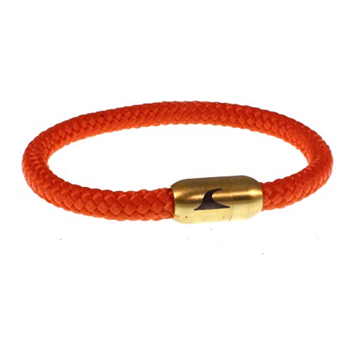 WAVEPIRATE® Segeltau-Armband Sylt Orange/Gold 21 cm Edelstahl-Verschluss in Geschenk-Box Männer Damen Herren