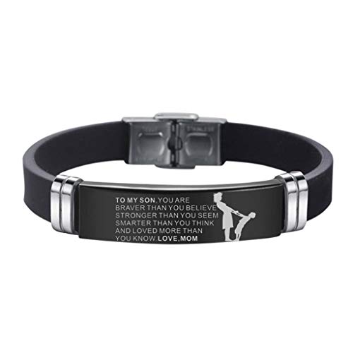 TianWlio & Inspirierende Armbänder Dad from Bracelet Silikon Mom Son and Steel Bracelet Bracelets Frau Silberarmband (C, One Size)